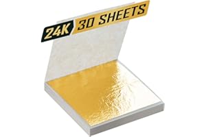 AMA GROW 24K Gold Leaf - Sheet Size 1.5" - Genuine Paper Foil Sheets for Art & Craft, Gilding - Health Spa Facial Beauty Routine - Holiday Decoration