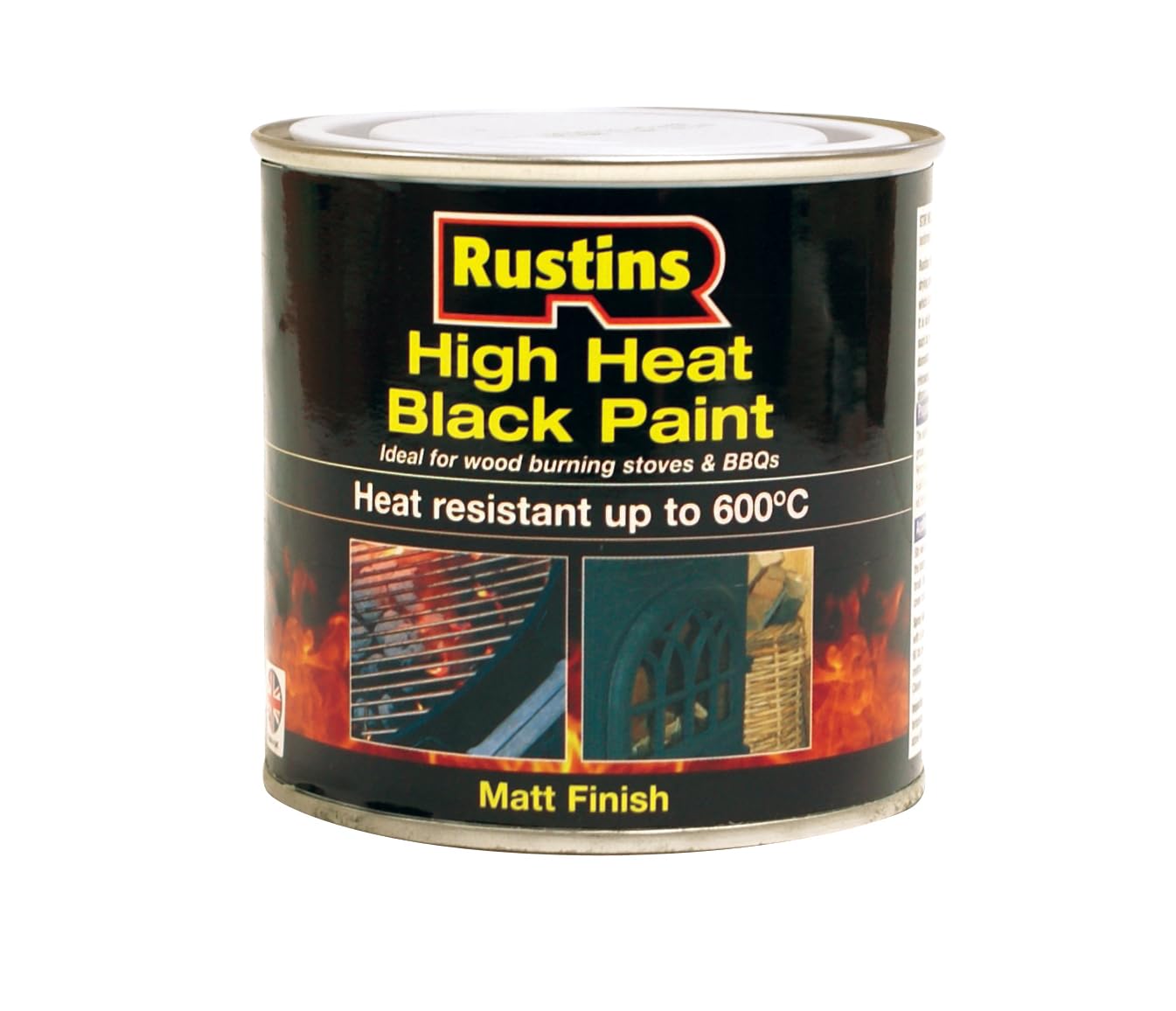 RUSTINS HRBL250 High Heat Paint, Black, 250 ml