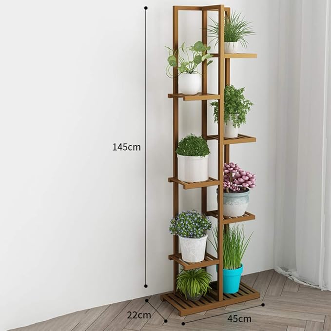 D&LE 7 Ebenen Bambus Blumenständer Multi Holz Regale Bonsai Blumentöpfe