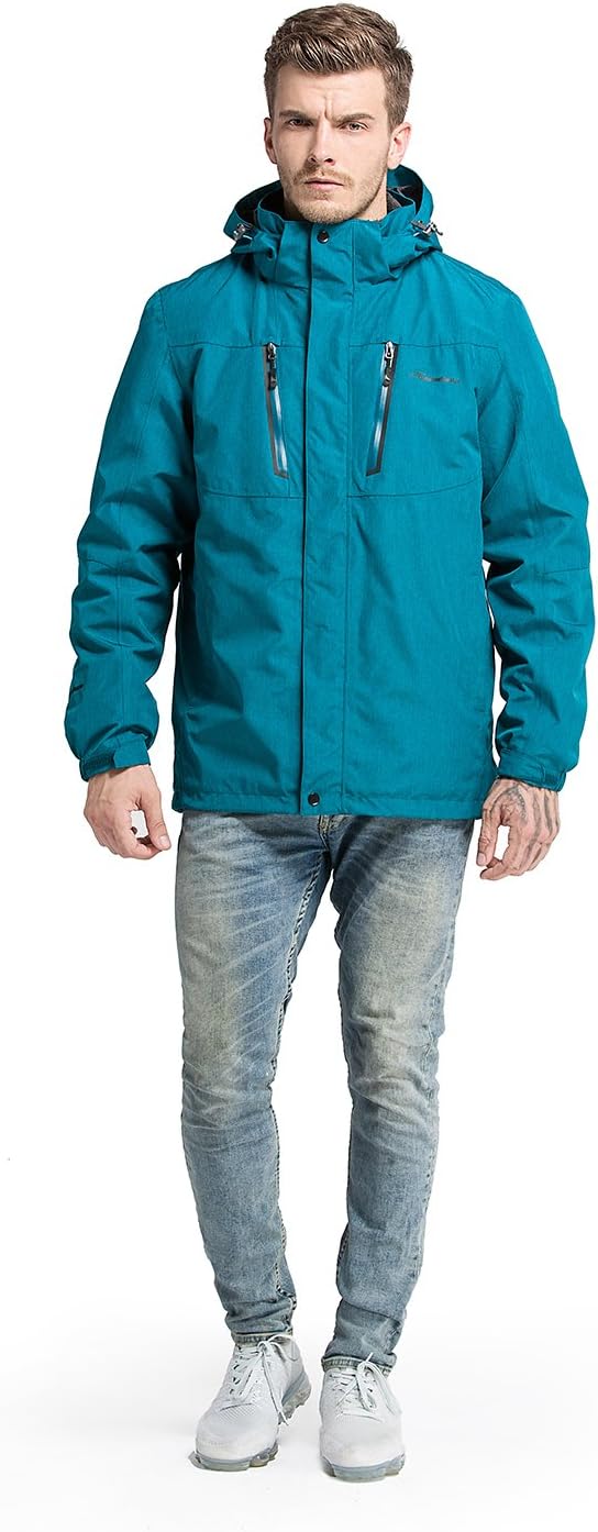 OutdoorMaster Men's 3-in-1 Ski Jacket - Winter Jacket Set with Fleece Liner Jacket & Hooded Waterproof Shell - for Men : Clothing