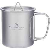 Boundless Voyage Titanium Cup with Lid Outdoor Camping Ultralight Water Tea Coffee Mug 200ML/300ML/450ML (300ml (10fl oz))