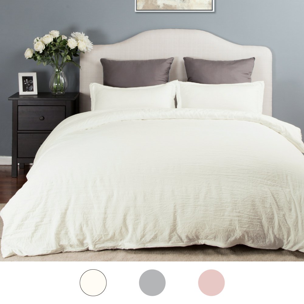 Bedsure Duvet Cover Set with Zipper Closure Solid Peach Twin Size(68