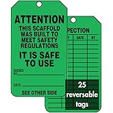 Accuform Scaffold Status Tags, 'ATTENTION THIS SCAFFOLD WAS BUILT TO MEET SAFETY REGULATIONS - IT IS SAFE TO USE', 5.75" x 3.