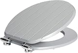 Harbour Housewares Soft Close Toilet Seat Grey Oval Wooden Hygienic MDF Hinges