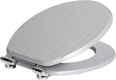 Harbour Housewares Soft Close Toilet Seat Grey Oval Wooden Hygienic MDF Hinges