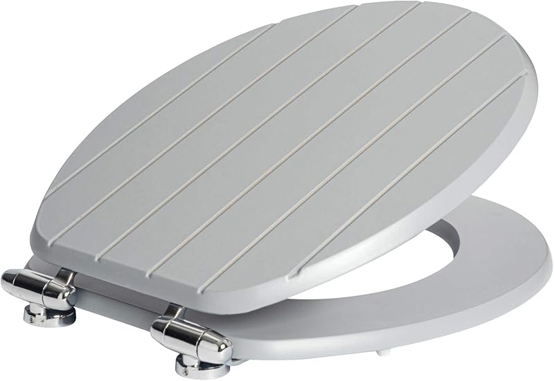 Harbour Housewares Soft Close Toilet Seat Grey Oval Wooden Hygienic MDF Hinges