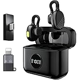 Blissbird Wireless Lavalier Microphone for iPhone Android, Mini Microphone with Noise Reduction, 100FT Control Distance, Podcast Microphone with Charging Case for YouTube,TikTok,Video Recording