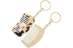 Fokmuaex 2pcs Mini Wide Tooth Comb Keychains - Portable Travel Hair Detangler, Small Pocket Purse Comb for On The Go, Random 