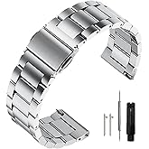 Niziruoup Stainless Steel Watch Band Quick Release Premium Brushed Matte Metal Watch Strap Bracelet 16mm 18mm 20mm 22mm 24mm Universal Stainless Steel Smartwatch Replacement Band Strap Men Women