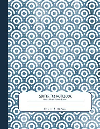 Guitar Tab Notebook - Blank Music Sheet Paper: Large Blank Guitar Notation Sheet Composition Book - Traditional Japanese Blue And White Pattern