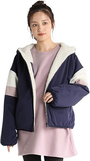 Amazon アウター ブルゾン ボアジャケット ボアブルゾン レディース リバーシブル 冬 Honeys ハニーズ 配色リバーシブルブルゾン コン ピンク ｌｌ コート ジャケット 通販