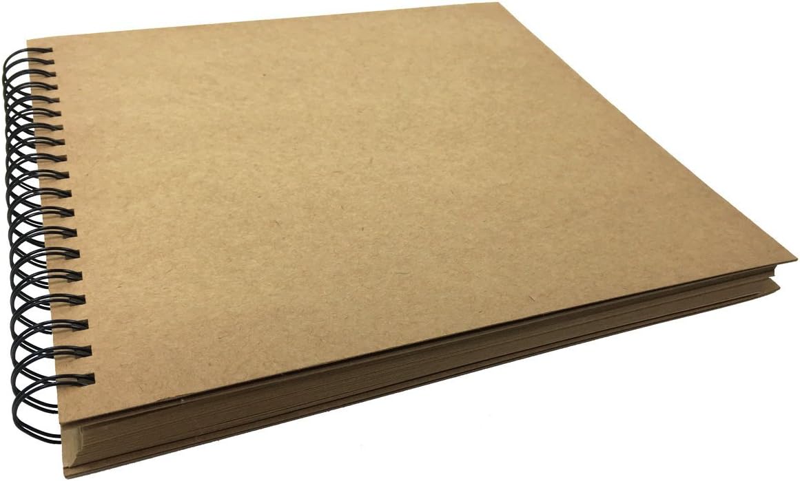 Kraft Cover Spiral Bound Scrapbook Photo Booth Album, Wedding Guest Book, Sketchbook, Journal (10.5 x 10.2 Inches)