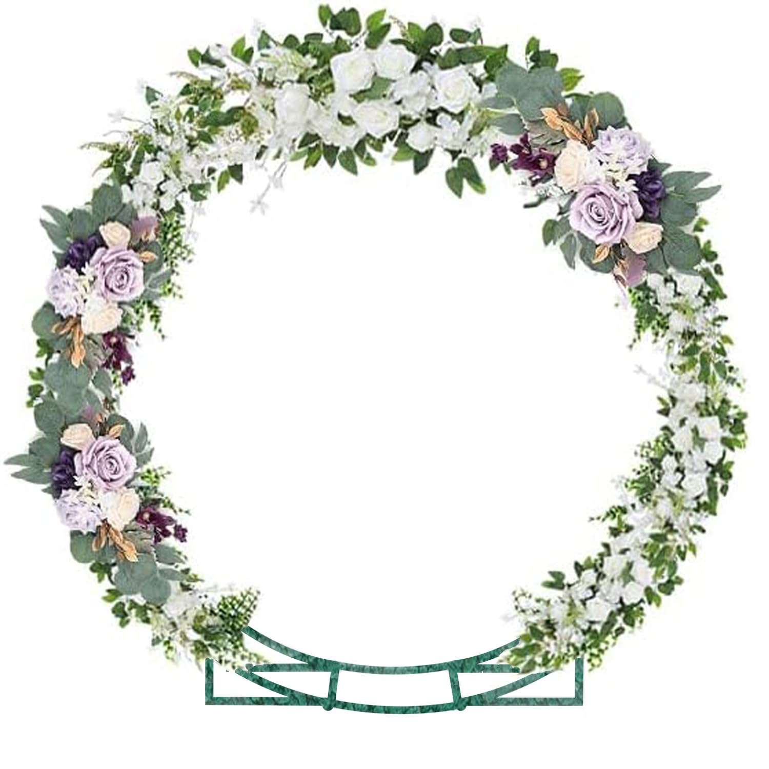 6.5 Ft Round Hammer Tone Green Metal Arch Garden, Arbor for Garden, Indoor and Outdoor, Party Decoration, Easy Assembly (with Support Legs, Ground Anchors, Screwdriver, Instructions)