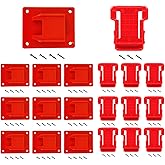 SKCMOX Tool Holders Battery Holders Mount for Milwaukee M18 18V Battery Drill Tool Red 10pcs tool holders and 10pcs battery holders with screws