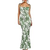 Parthea Women's Summer Floral Bodycon Backless Maxi Dress Sexy Lounge Slip Long Formal Party Evening Elegant Dress