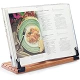 Deluxe Large Cookbook Holder - Acrylic Shield With Cherry Wood Base - Made in the USA
