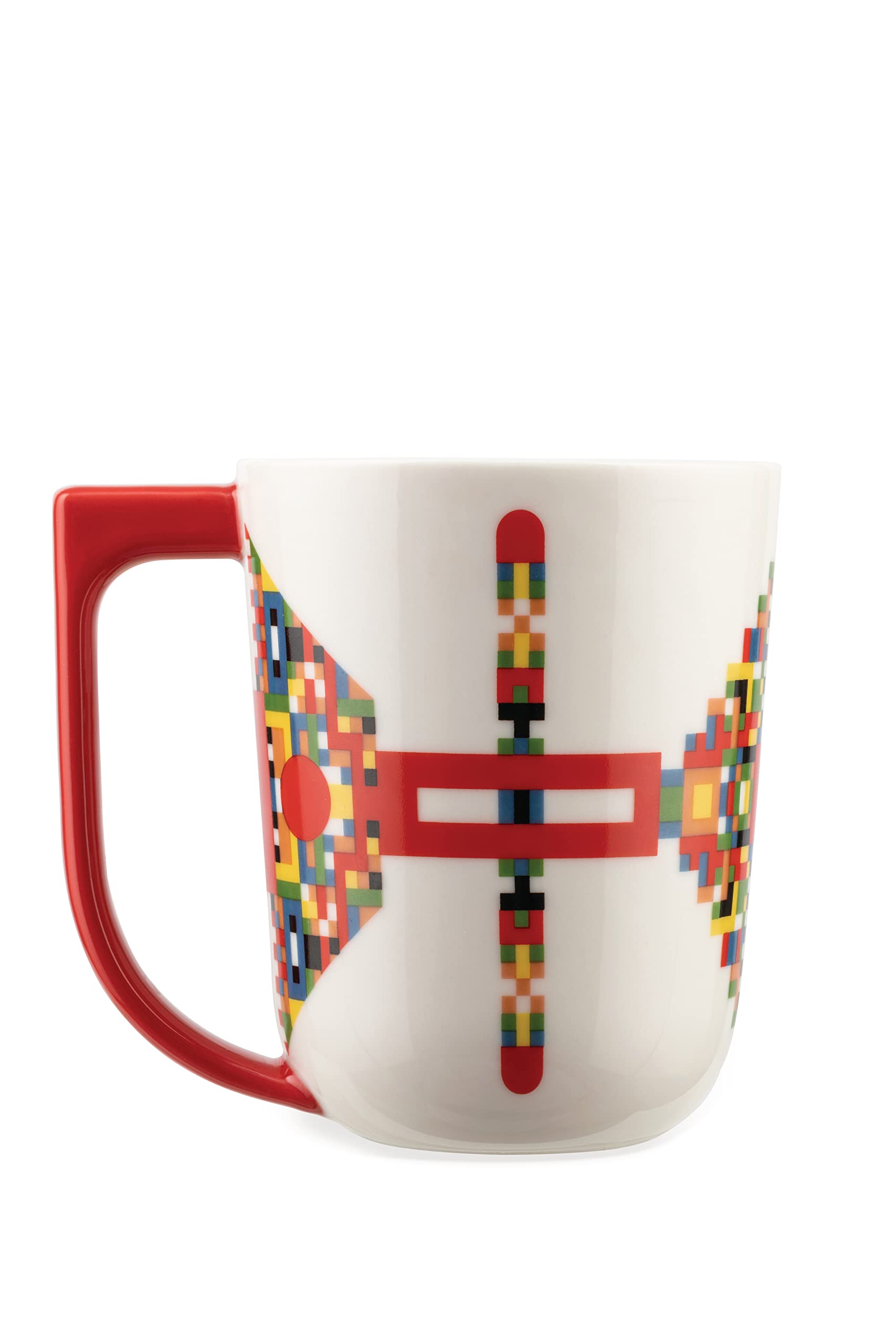 Elena Salmistraro Alessi Holyhedrics ESA09 1 - Design Mug with Balanced Dimensions, in Porcelain Decorated with Hand Applied Decal and Drawn Handle, Capacity 40cl