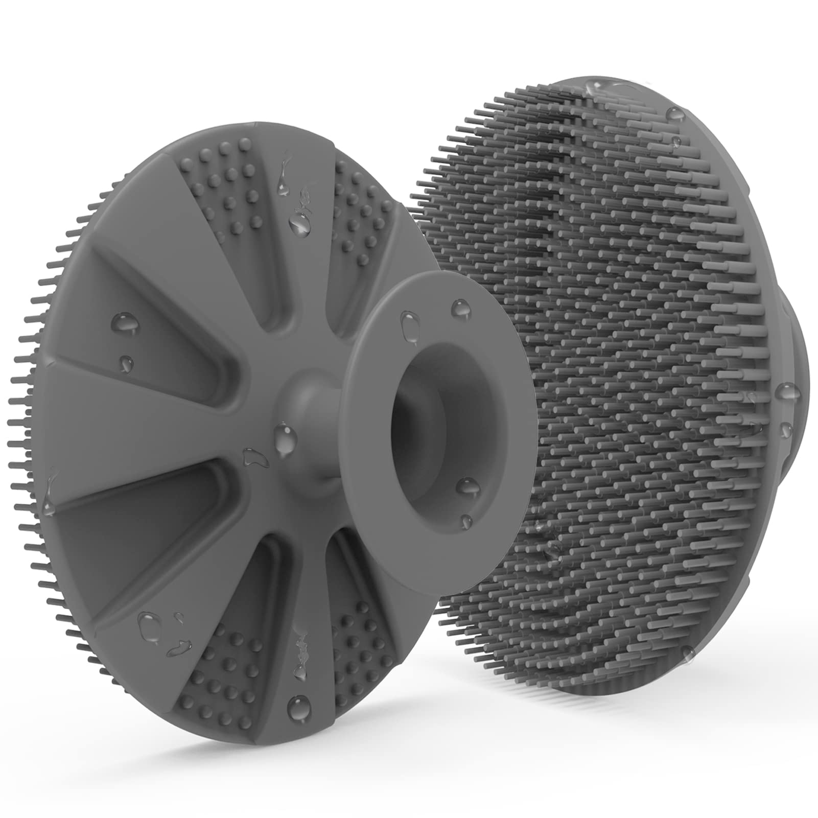 BEAUTAIL Silicone Body Scrubber Shower Bath Cleansing Brush Gentle Exfoliating Scrub Loofah for Women Men Baby Sensitive Skin, Easy to Clean, Lathers Well, More Hygienic, 1 Pack, Gray