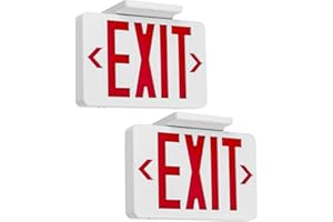 Gruenlich LED Exit Sign,Emergency Light with Double Face and Battery Backup, UL 924 Qualified, AC 120/277V, US Standard Hardwired Red Letter Exit Lights for Business, 2-Pack