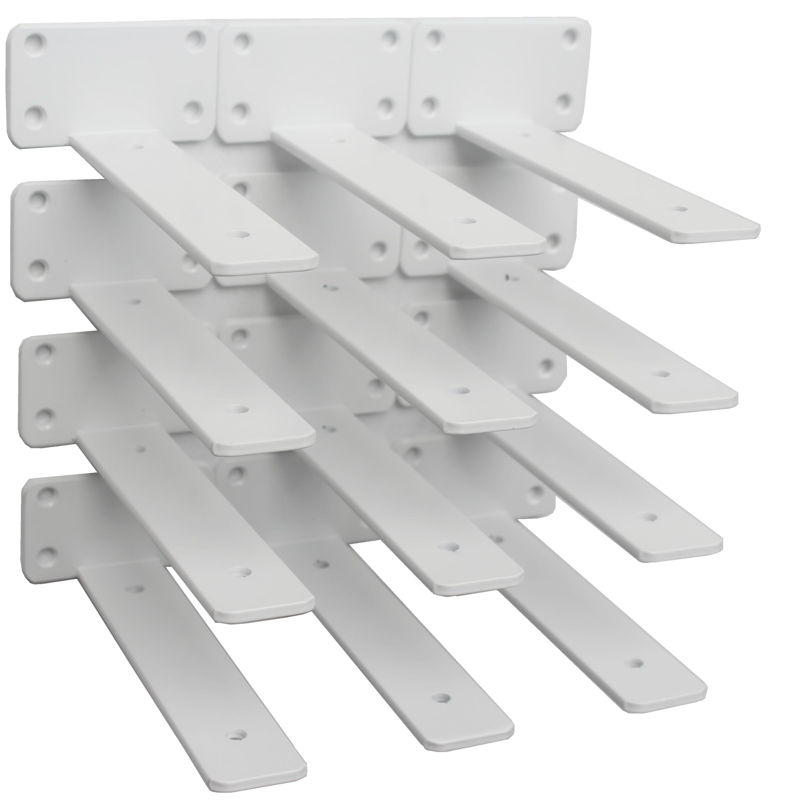 12 Pack - 7 inch White Hidden L Shelf Bracket (1/5 Inch Thicked) Iron Floating Shelf Brackets Rustic Industrial Metal Brackets for Shelf Support Image