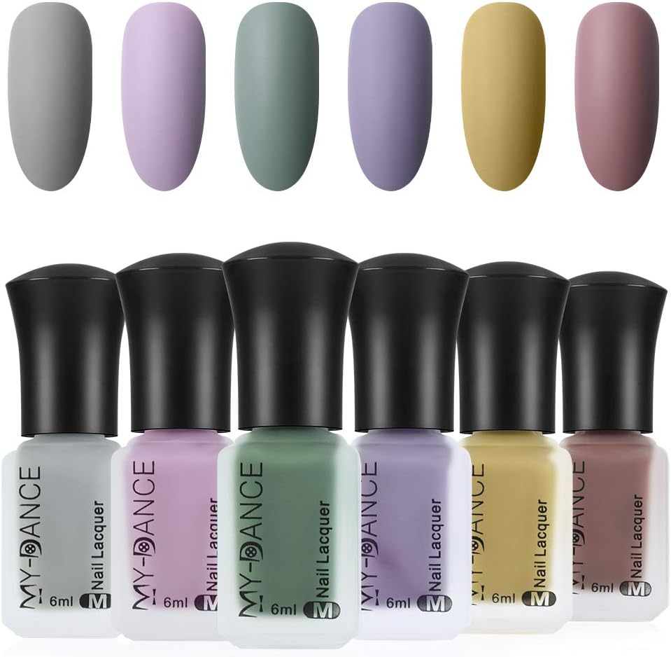 Ownest 6 Colors Matte Nail Polish Set, Mist Effect Matte Velvet Nail Polish, Long Lasting Velvet Nail Polish Nail Art-#A : Beauty