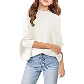 Girls Oversized Pullover Sweater Kids Fashion Batwing Long Sleeve Ribbed Knit Fall Tops