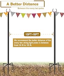 Derkniel 10 FT Outdoor String Light Pole Stand for