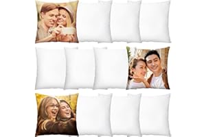 Remagr 12 Pack Sublimation Pillow Cases Bulk 18 x 18 Inch White Blank Cushion Covers DIY Heat Transfer Pillow Covers Short Plush with Invisible Zipper Decorative Polyester Throw Case