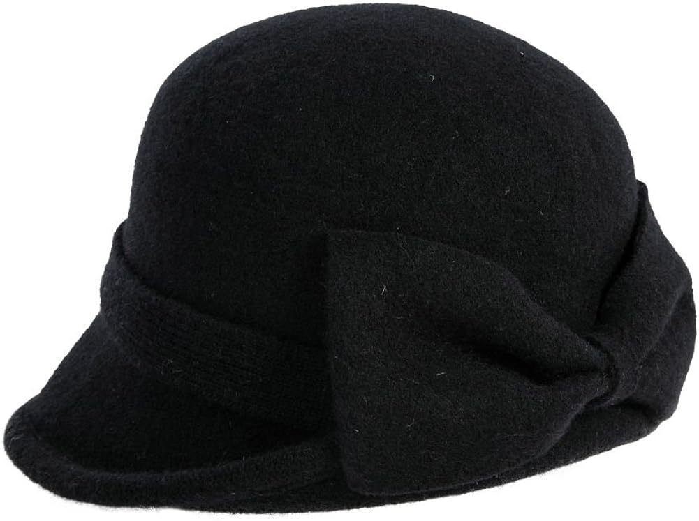 Womens Black Vintage Wool Felt Cloche Bucket Hat Winter Bowler Cap Packable at  Women’s Clothing store