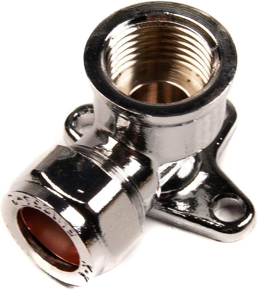 NPH 15mm x 1/2" Wall Plate Elbow Compression Chrome on Brass