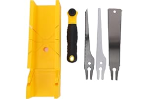 CHEOTIME Miter Box and Saw Set, Multi Angle Cutting Hand Saw and Miter Box Set with 3 Hand Saw Blades Included for Wood Plast