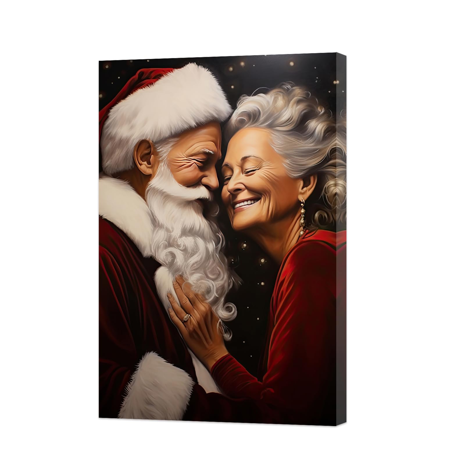 ZXHYWYM Vintage Santa Claus Wall Art Santa and Mrs Claus Pictures Canvas Christmas Art Prints Wall Decor for Living Room Bedroom Xmas Gifts Frame (B, (30.00 x 45.00 cms))
