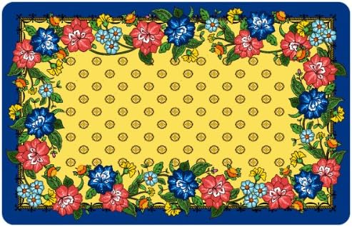 Bungalow Flooring 2 by 3-Feet Surfaces Floor Mat, Saffron Azule w Blue
