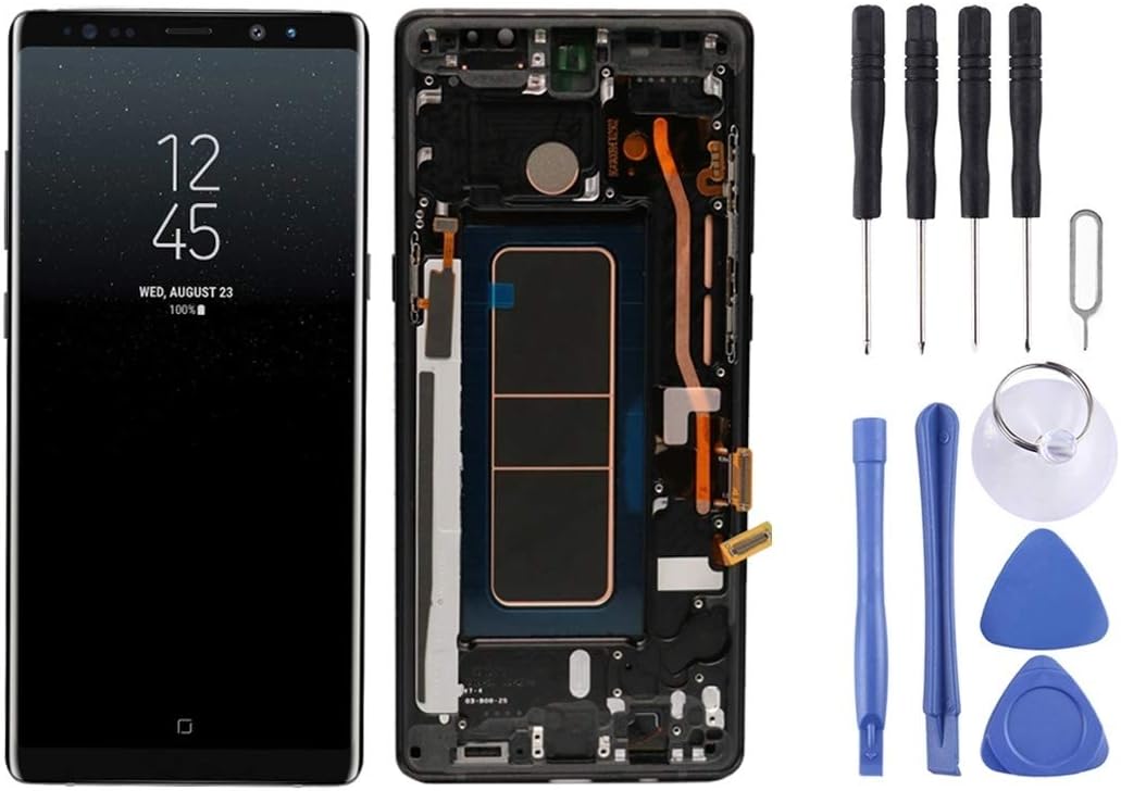 Deng LCD Screen and Digitizer Full Assembly with Frame for Galaxy Note 8 (Black) LCD Screen Replacement lcd screen LCD Display T (Color : Black)