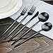 Flatware Set, Matte Black Silverware Set, AOOSY Heavy Solid 20-Piece 18/10 Stainless Steel Flatware Cutlery Set for 4, Mirror Finish, Dishwasher Safe, Nice Box Package(A Matte Black Flatware)