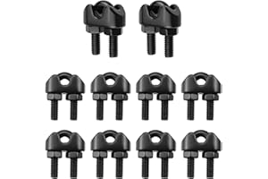 Antrader M3 Stainless Steel Wire Rope Cable Clip Clamp,10Pcs Wire Rope Clamp Cable Clamps 304 Stainless Steel M3 1/8" Wire Cable Clamps,Black