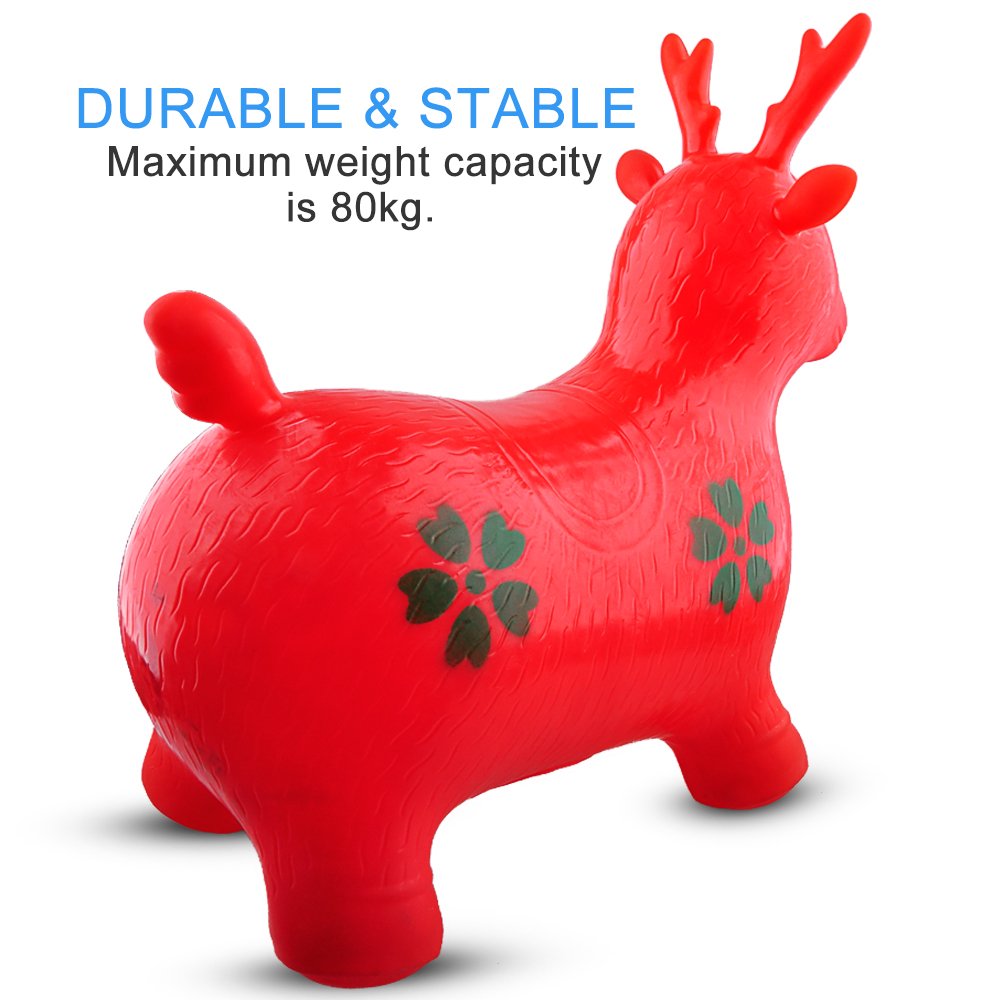 Gimilife Deer Hopper, Inflatable Hopper Bounce Seat,Free Foot Pump,Jumping Deer Space Hopper,Ride-on Bouncy Animal Hopper,Rubber Heavy Duty Sit and Bounce For Children Kids
