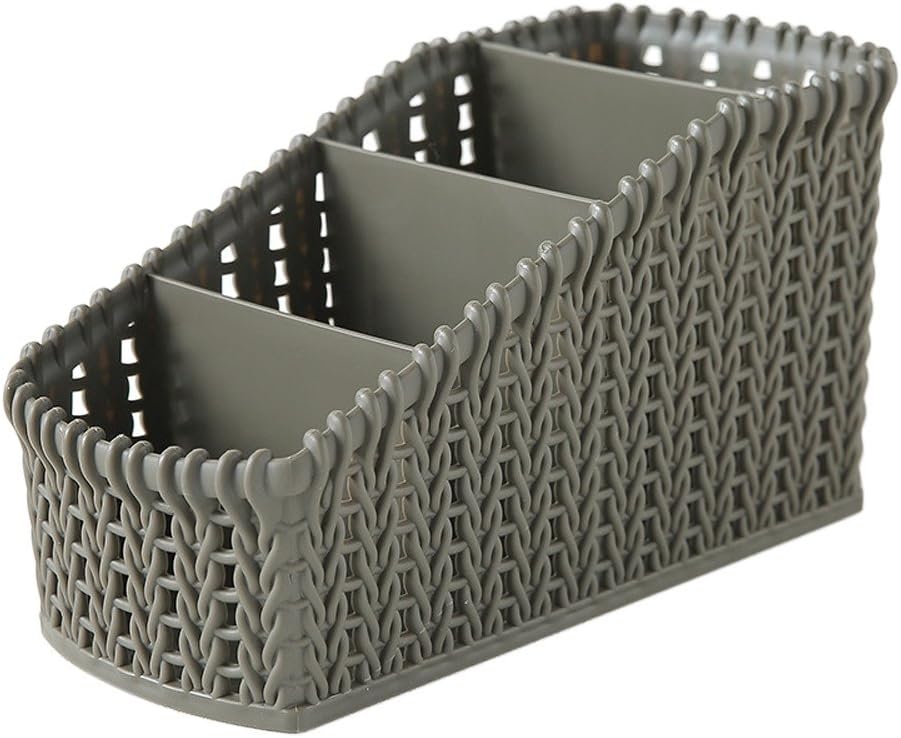 Desktop Storage Organizer, 4 Basket Compartments Remote Control/Pen Pencil/Cosmetic Holder Box for Office Supplies Countertop Home Kitchen Bathroom