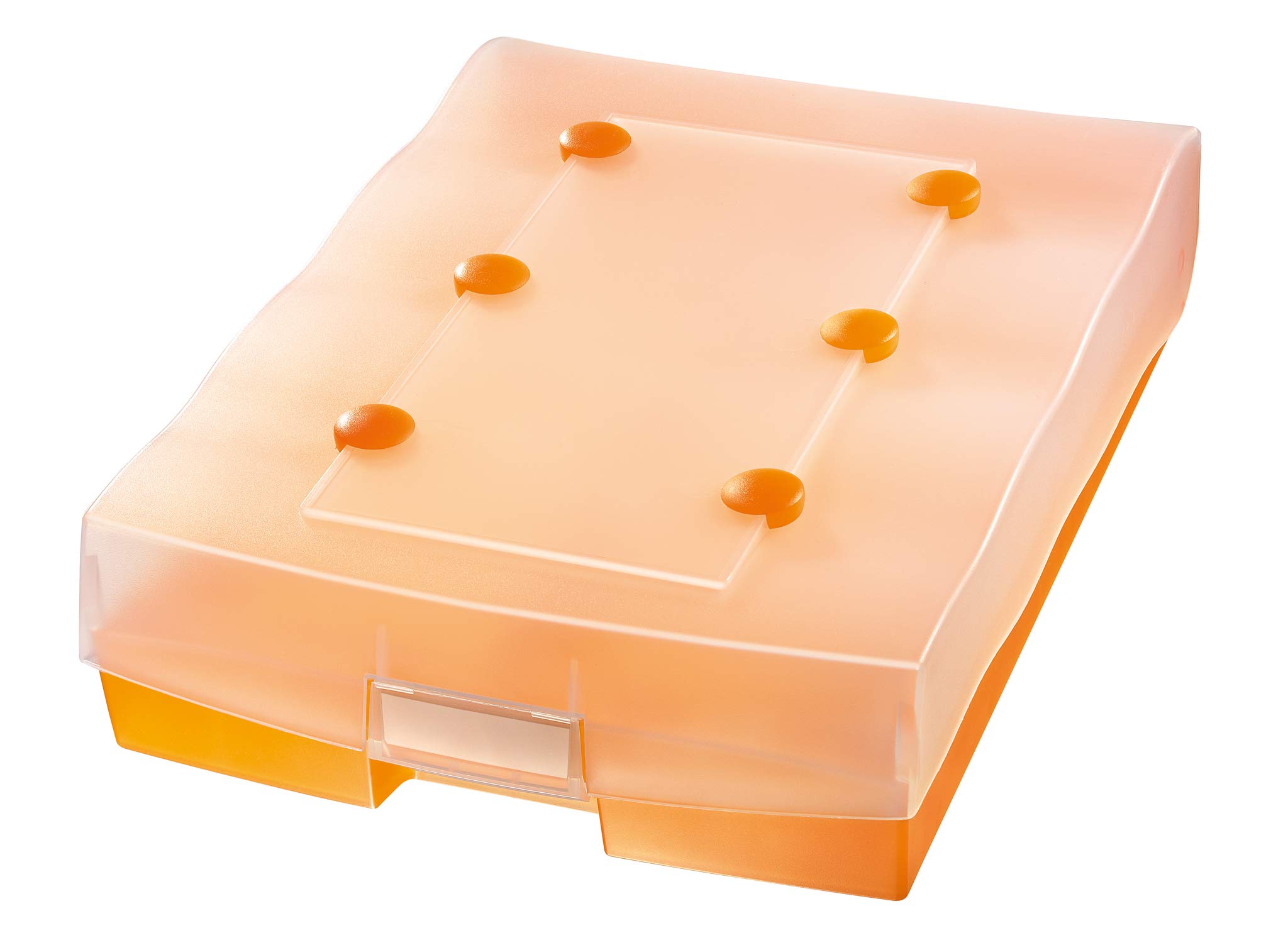 HAN 9987-613, CROCO-DUO archive box, for 2,200 cards A8 withA-Z guide cards dividers and 8 support plates, translucent orange