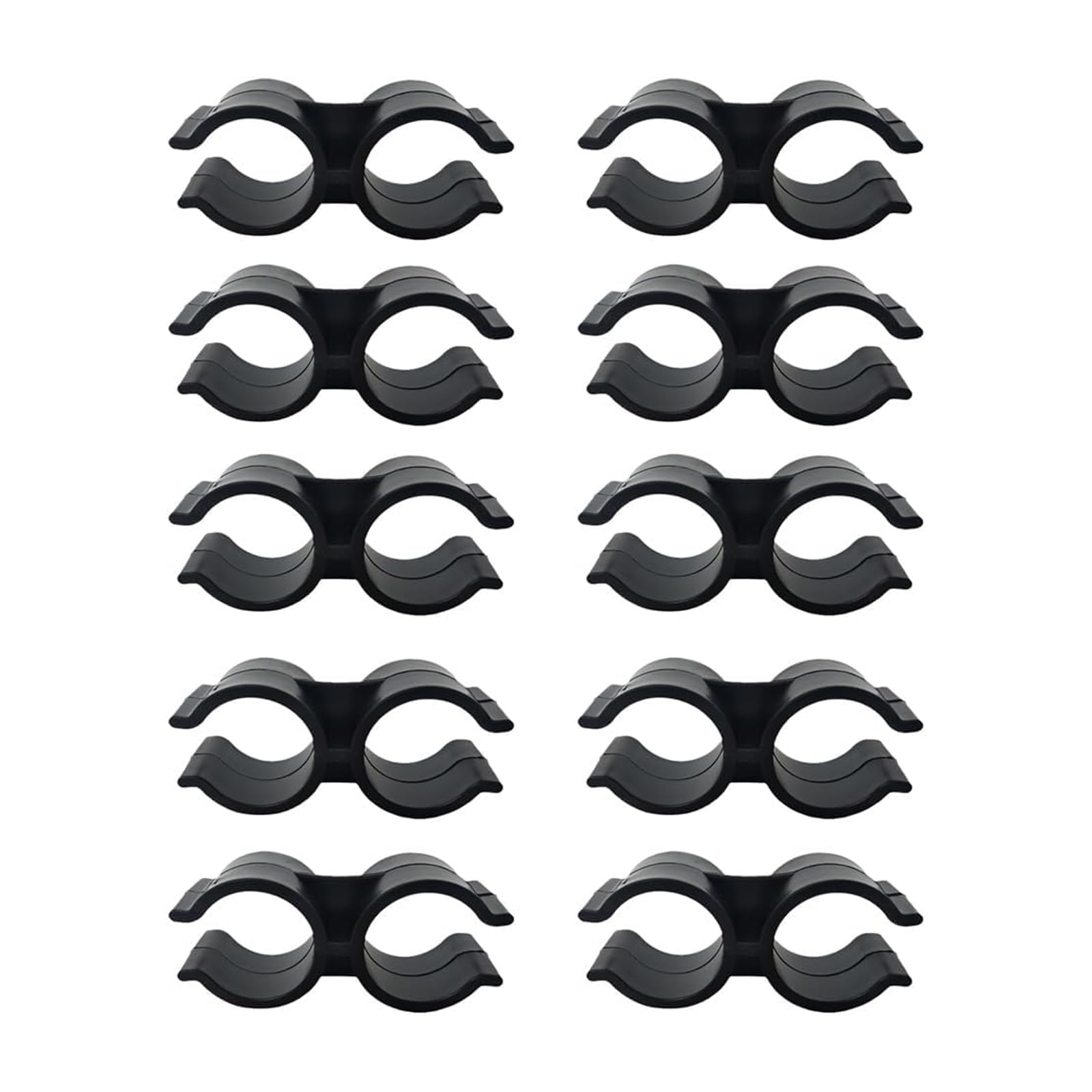 10Pcs Double Clips Pipe Clamp Clips, PVC Plastic Shelf Pole Connector Chain Link Fence Panel Clamps Clips Fastener Accessories, Black
