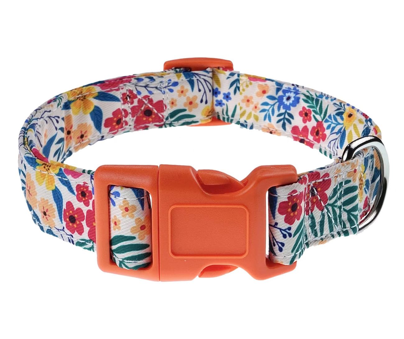 YLrank Dog Collars with FloralPatterns - Soft Adjustable Dog Collars for Small Medium Large Dogs - Cute Design for Boys Girls Male Female Dogs(Red Yellow Floral,XS)