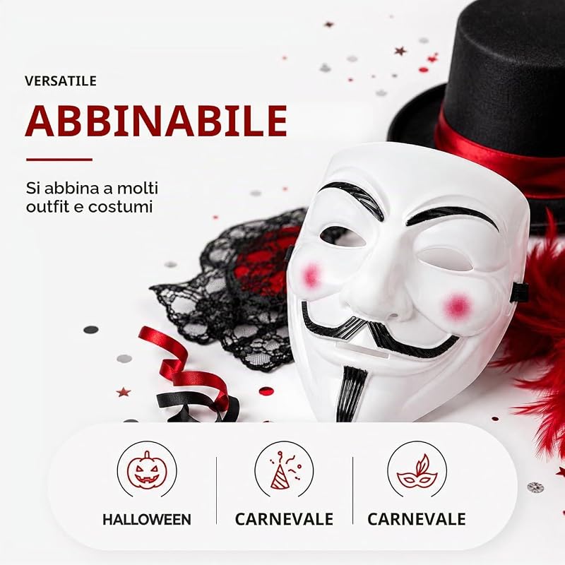 Maschera da vendetta come accessorio per costumi da donna e da uomo, da bambino e da adulto, in occasione di carnevale anonimo e in maschera — foto 7 di 8
