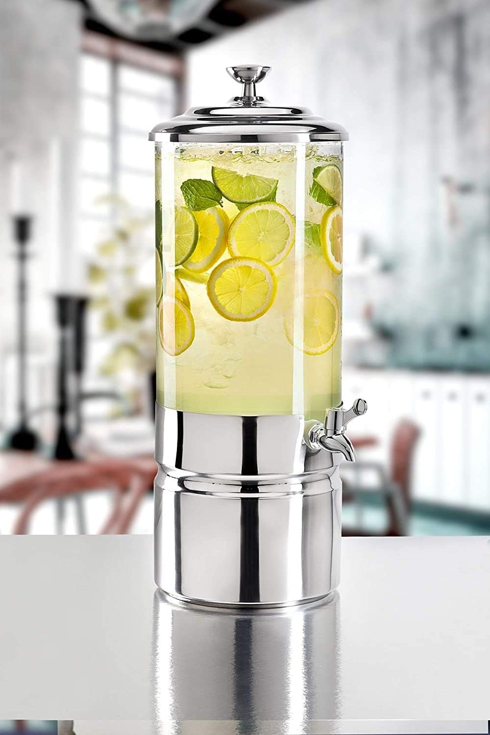  | Godinger Beverage Dispenser, Cold Drink Dispenser, Iced Beverage Server, Stainless Steel and Glass - 2 Gallons: Iced Beverage Dispensers