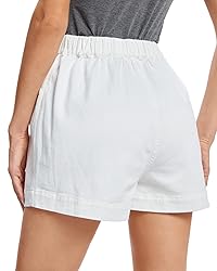 Fuinloth Women's Denim Shorts, Elastic Wasit Mid
