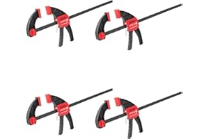 XINQIAO Bar Clamps for Woodworking 12 Inch (4) Wood Clamps Set, Trigger Clamps with 150 lbs, One-Handed Clamp/Spreader for Stable and Reliable Fixing Solutions