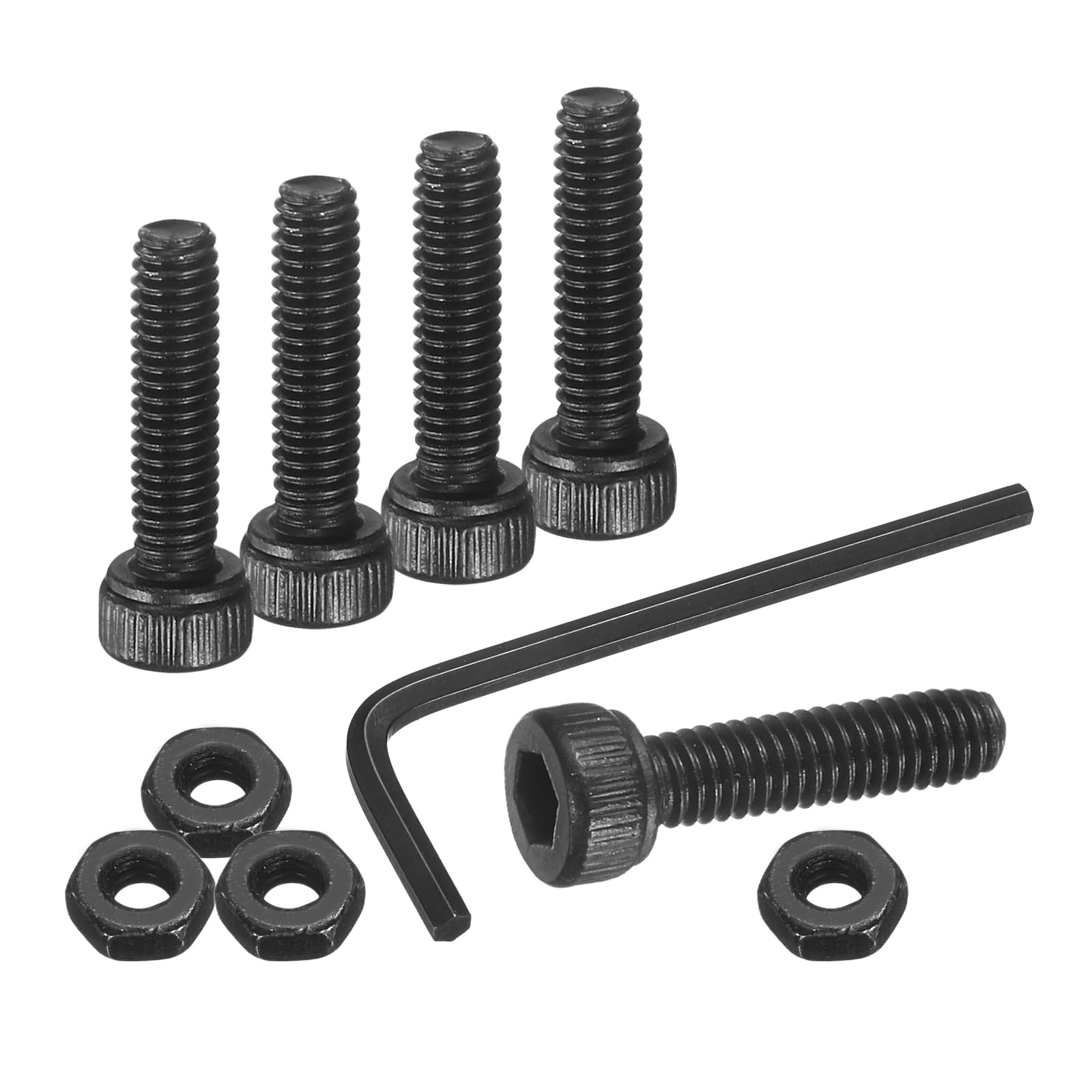 Photo 1 of uxcell 30Pcs Hex Socket Head Cap Screws Bolts with Nuts, M2.5x10mm 304 Stainless Steel Socket Drive Machine Screws Bolts with Hex Wrench, Full Threaded, Black