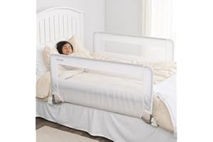 Regalo Safety Double-Sided Swing Down Bed Rail Guard (2-Pack), Toddler Bed Rail for Twin to Queen Beds, Extra Long 43”, Reinforced Anchor System, Easy Install, White