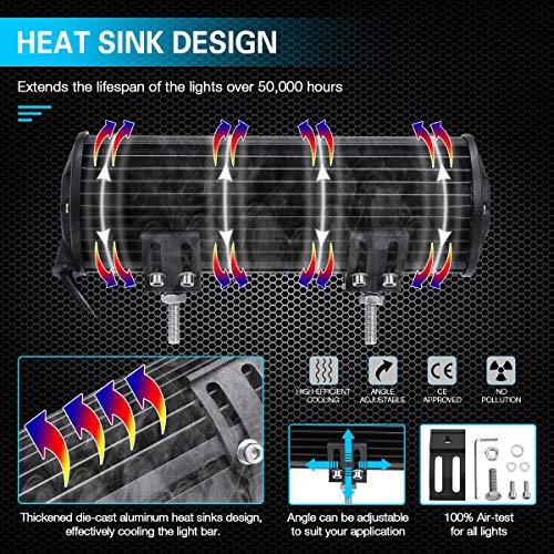 LED Light Bar AMBOTHER 9 Inch 360W 36000LM Off Road Fog Lighting Spot Flood Combo Triple Rows Driving Lights for Truck Car Jeep Boat SUV ATV UTV Pickup, 2 Years Warranty