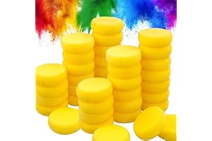 LANIAKEA 50 Pack Paint Sponge 2.9 Inch Synthetic Sponge 1 Inch Thickness Watercolor Round Yellow Sponges for Art Crafts Pottery Ceramics Clay Painting