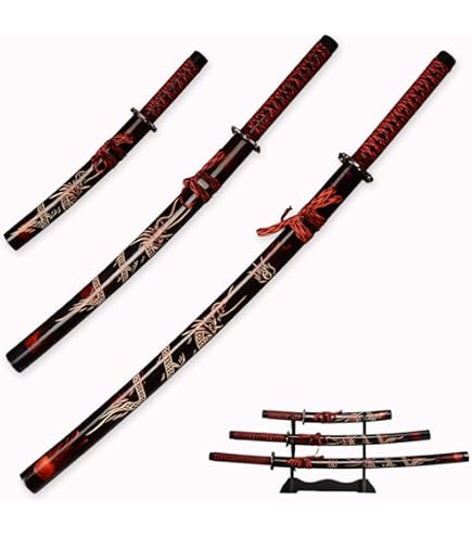 Amazon.com: Master Cutlery 3 Piece Dragon Samurai Sword Set with